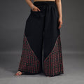 Black - kantha hand embroidery palazzo in cotton 07