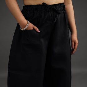 Black Kantha Hand Embroidery Palazzo in Cotton