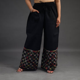 Black - kantha hand embroidery palazzo in cotton 19