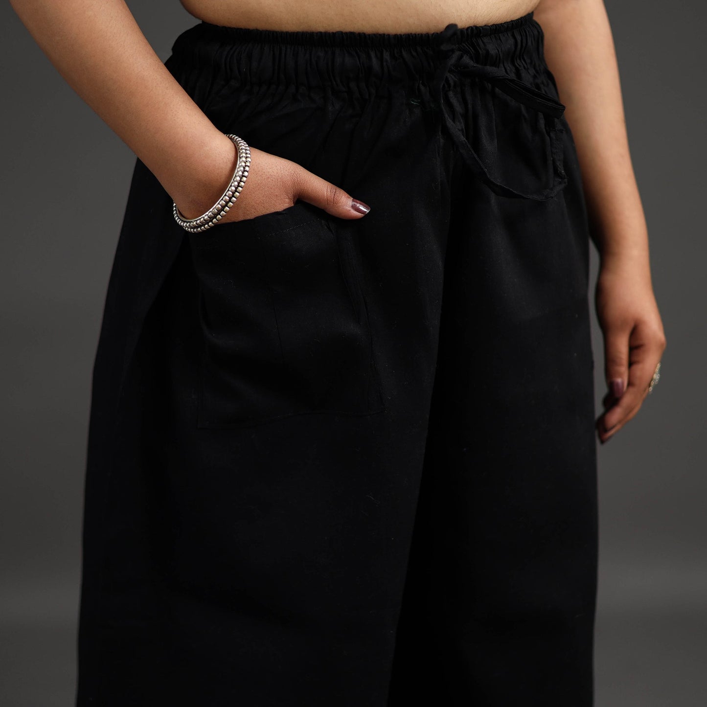 Black - kantha hand embroidery palazzo in cotton 19