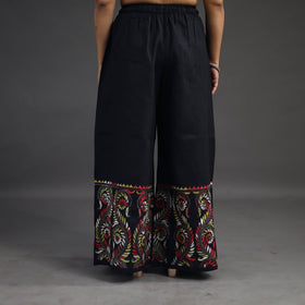  Black Kantha Hand Embroidery Palazzo in Cotton