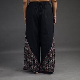 Buy Black Kantha Hand Embroidery Palazzo in Cotton