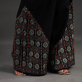 Buy Black Kantha Hand Embroidery Palazzo in Cotton