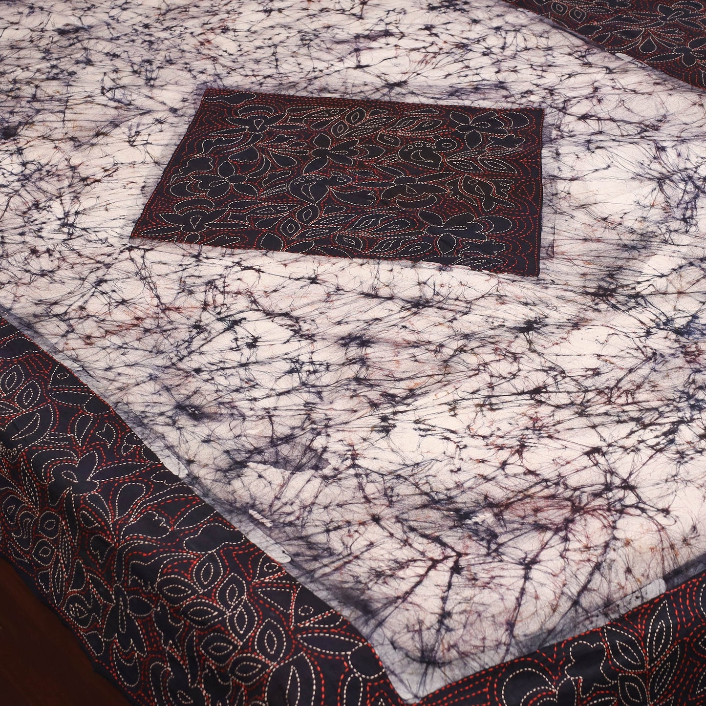 Kantha handwork cotton single hand batik bed sheet 08