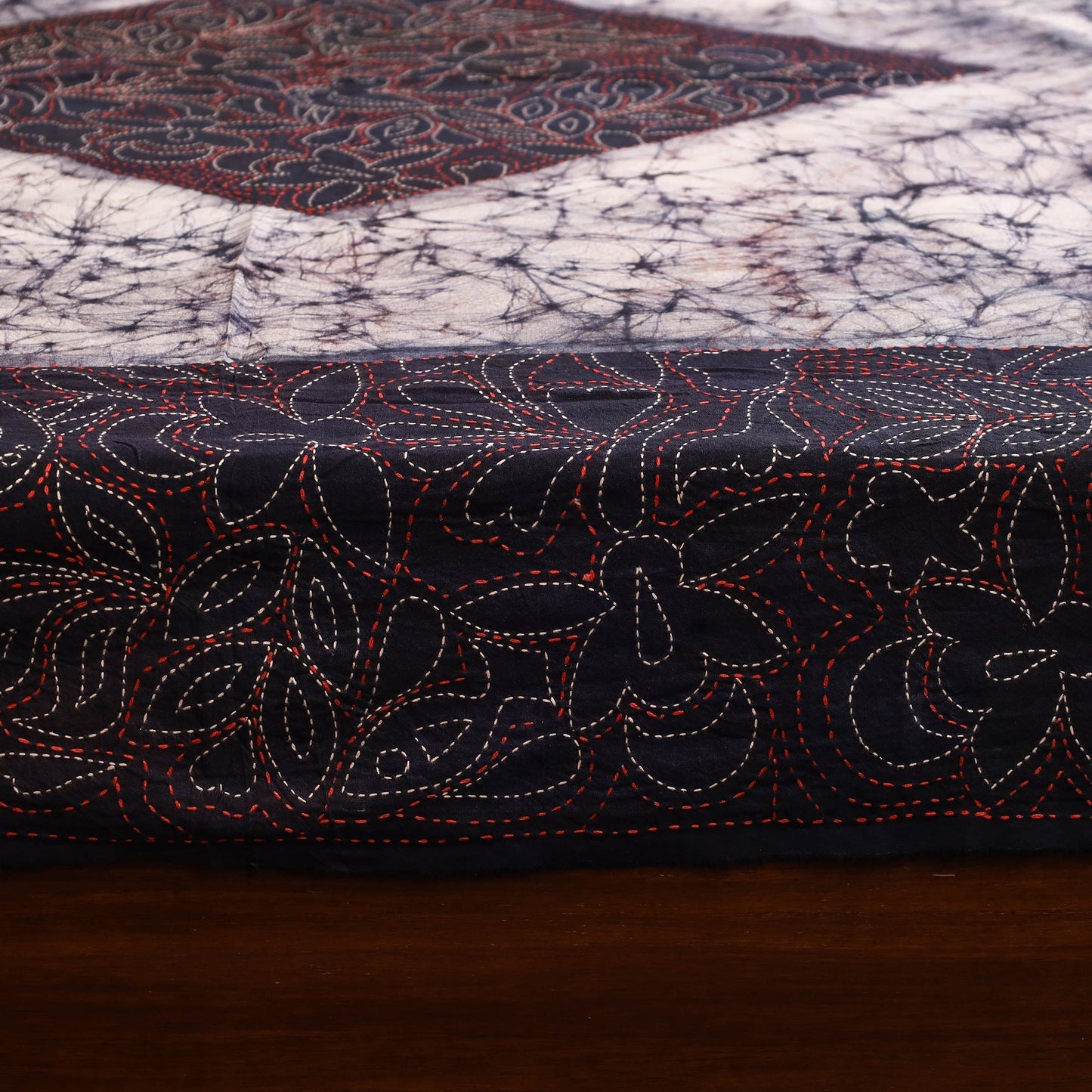 Kantha handwork cotton single hand batik bed sheet 08