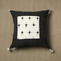 Black Kantha Stitch Ikat Cotton Cushion Cover (16 x 16 in) 04