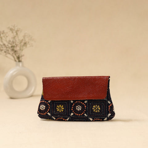 Hand clutch with embossed leather flap 21 - handcrafted
