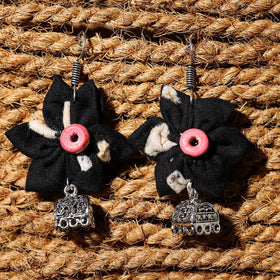 Black - karina handcrafted gs fabart phool kali earrings