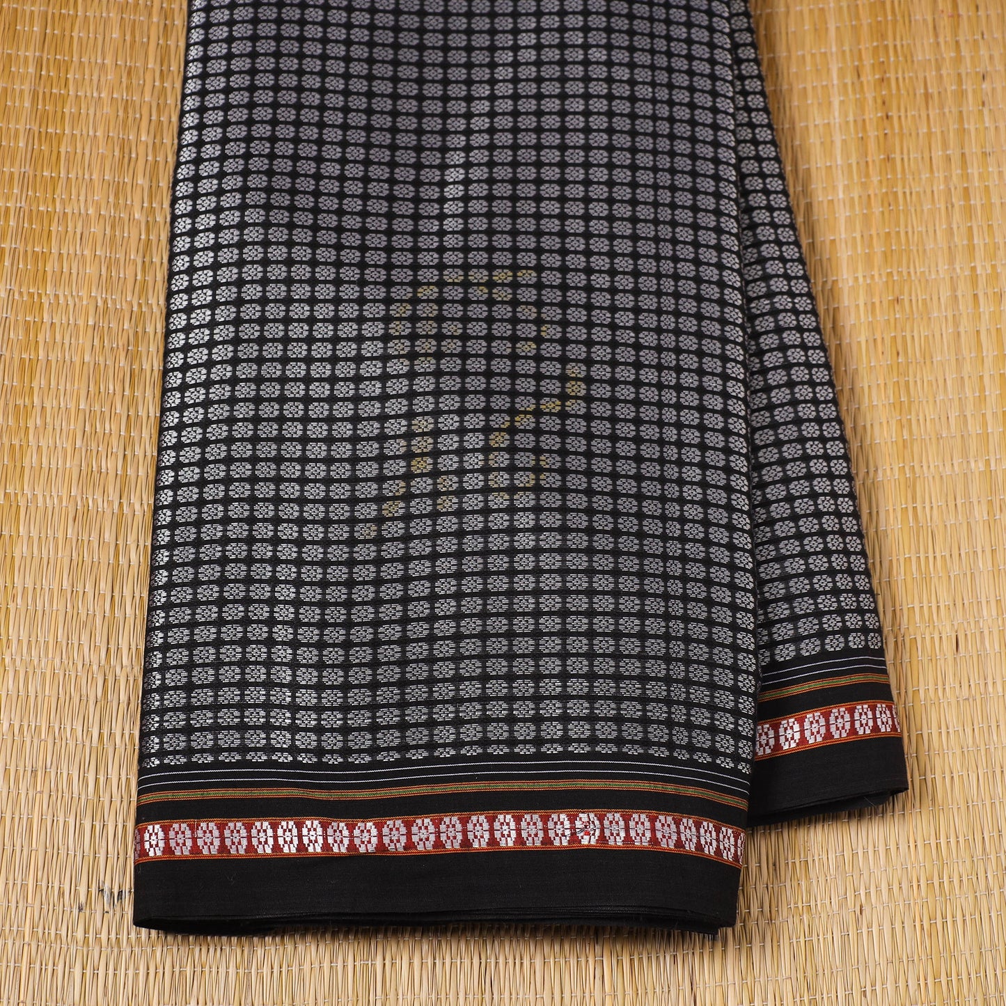 Buy Black Karnataka Weave Cotton Khun Fabric