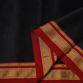 Black - karnataka weave cotton khun fabric 17 - handcrafted