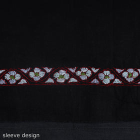 Black - Kashida Hand Embroidery Cotton Kurta Material (2.45m) 02