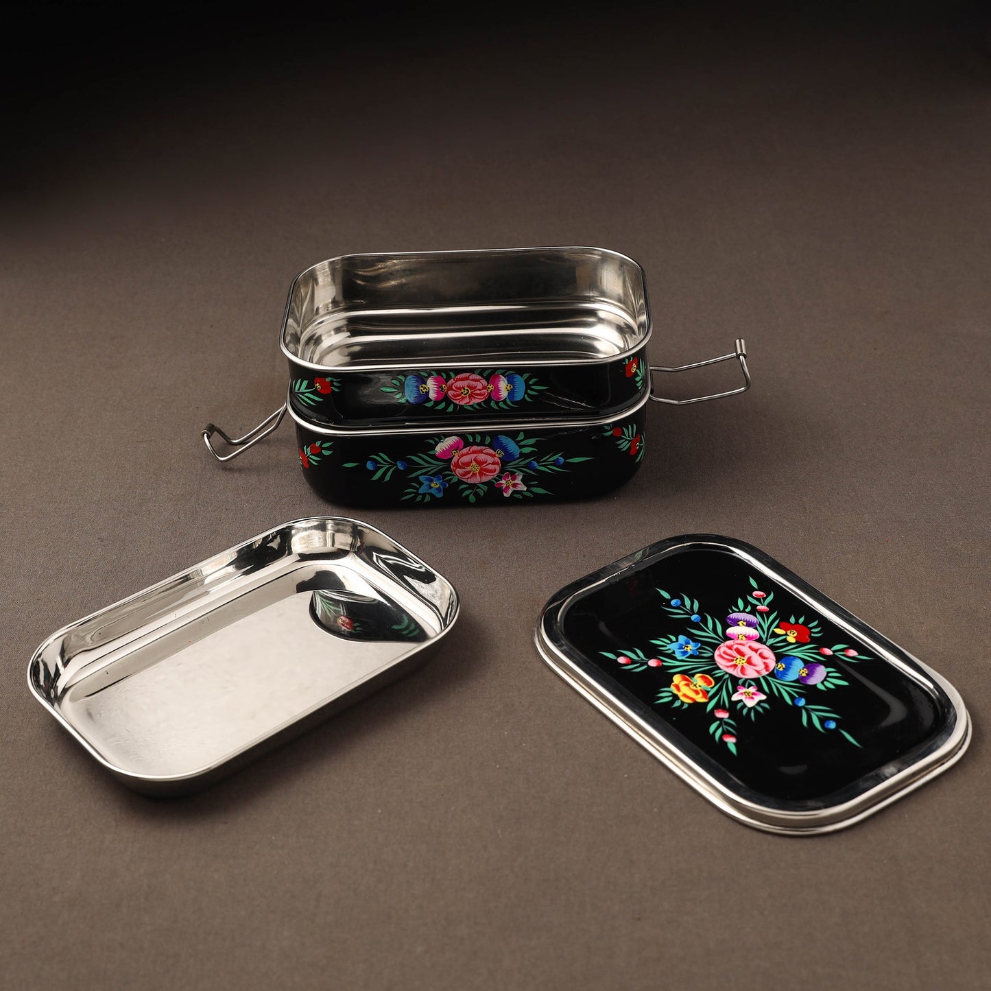 Kashmir enamelware floral handpainted stainless steel 2