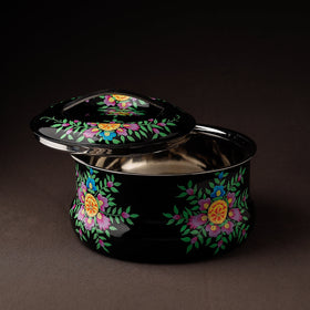  Floral Handpainted Enamelware Stainless Steel Casserole 