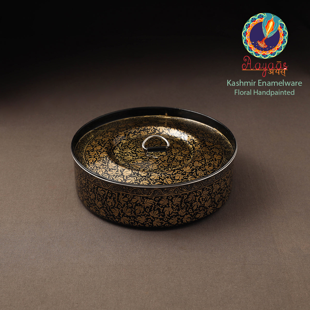 Kashmir enamelware floral handpainted stainless steel