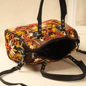 Black Kashmiri Crewel Hand Embroidery Handbag