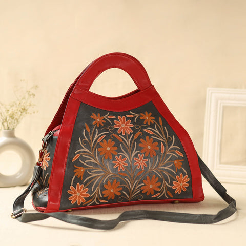  Black Kashmiri Crewel Hand Embroidery Handbag