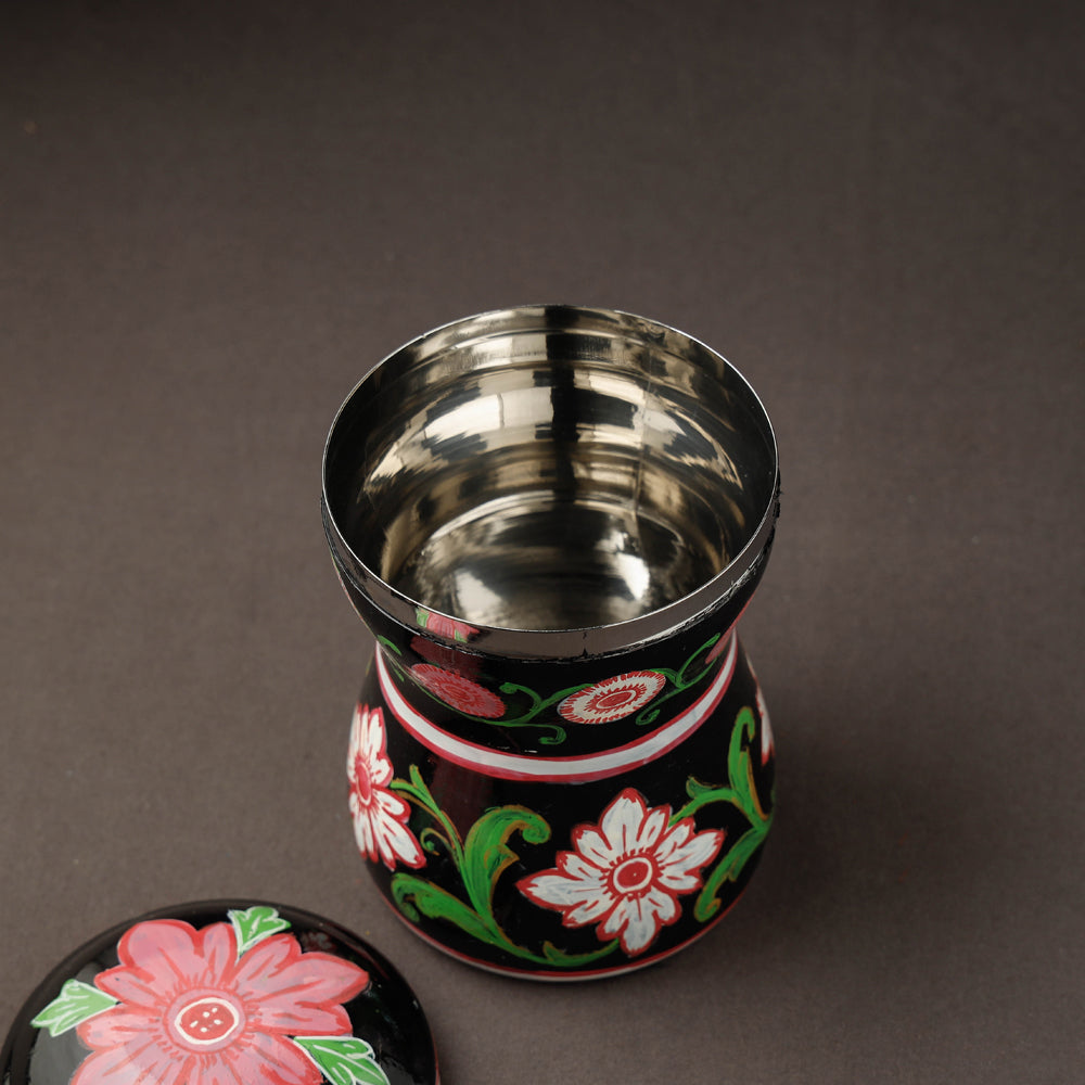Black Kavad Handpainted Stainless Steel Multi Utility Canister