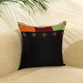 Black Khun Cotton Gavanti Kasuti Hand Embroidery Cushion Cover