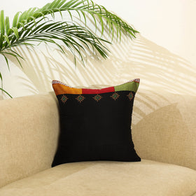 Black Khun Cotton Gavanti Kasuti Hand Embroidery Cushion Cover