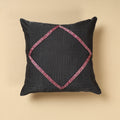 Black Khun Weave Cotton Cushion Cover (16 x 16 in)