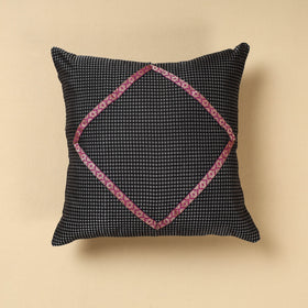 Black Khun Weave Cotton Cushion Cover (16 x 16 in)