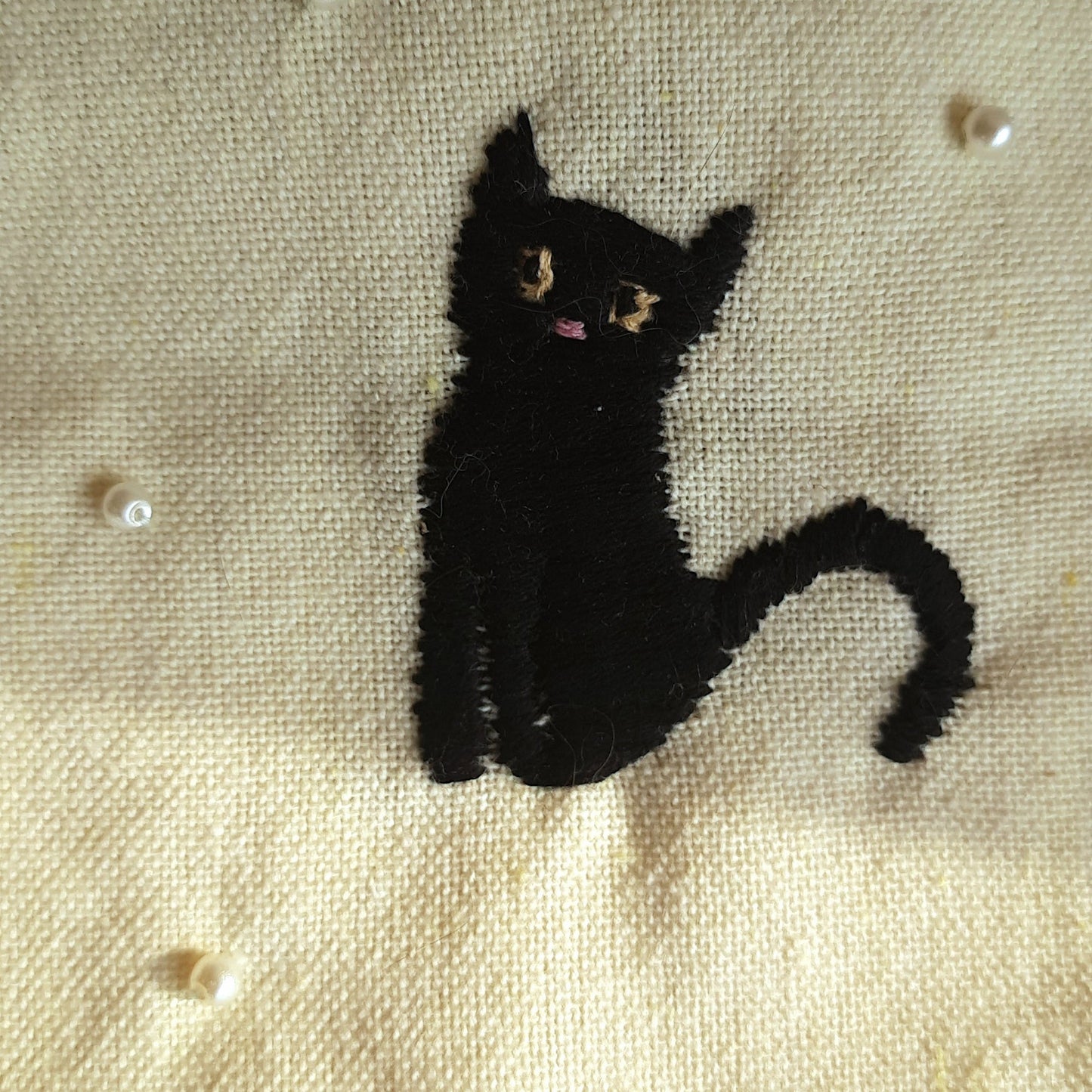 Buy Black Kitty & Snow Hand Embroidered Utility Pouch