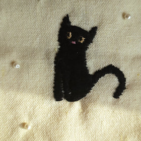 Buy Black Kitty & Snow Hand Embroidered Utility Pouch
