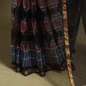 Black - kota doria cotton bagru saree 26 - handcrafted