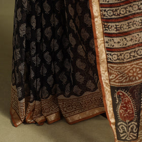 Black - kota doria cotton bagru saree 32 - handcrafted