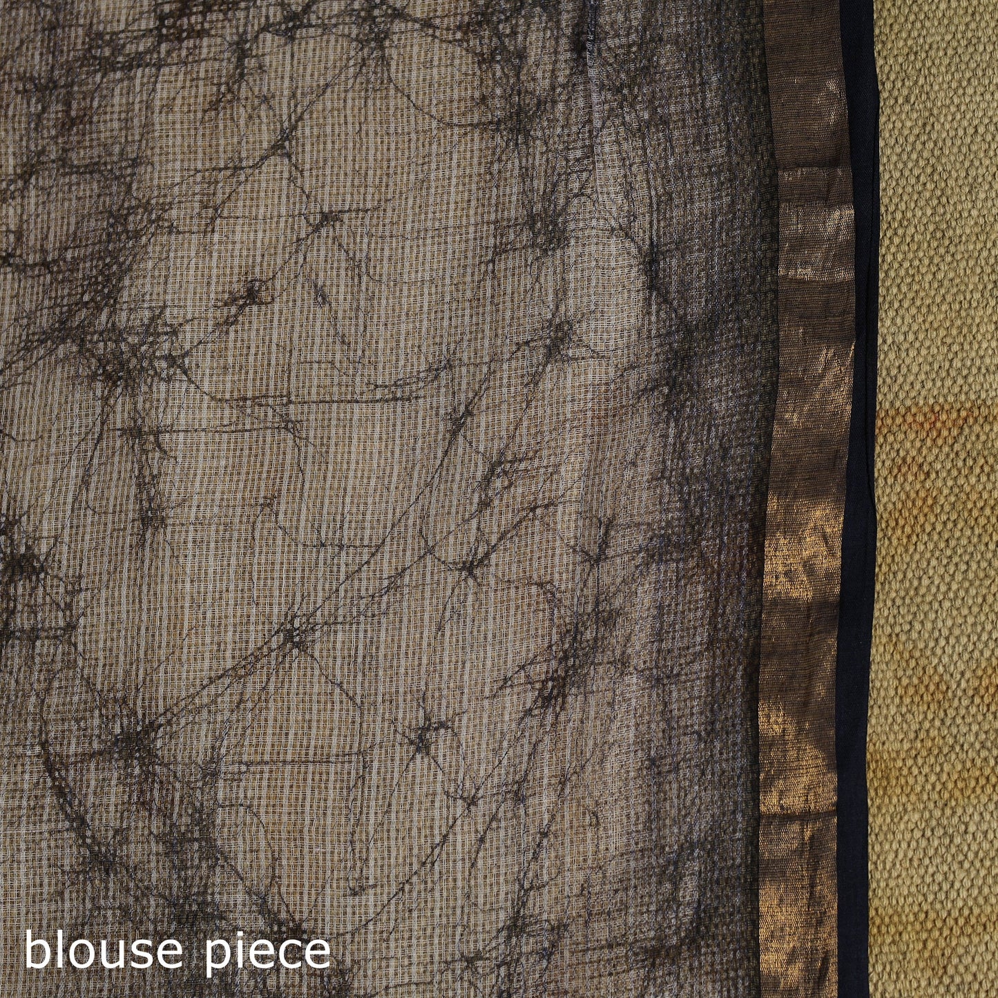 Black Kota Doria Cotton Hand Batik Print Saree