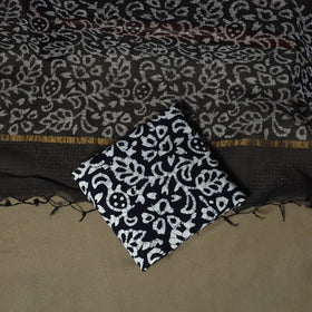 Kota doria cotton hand block batik print 3pc unstitched