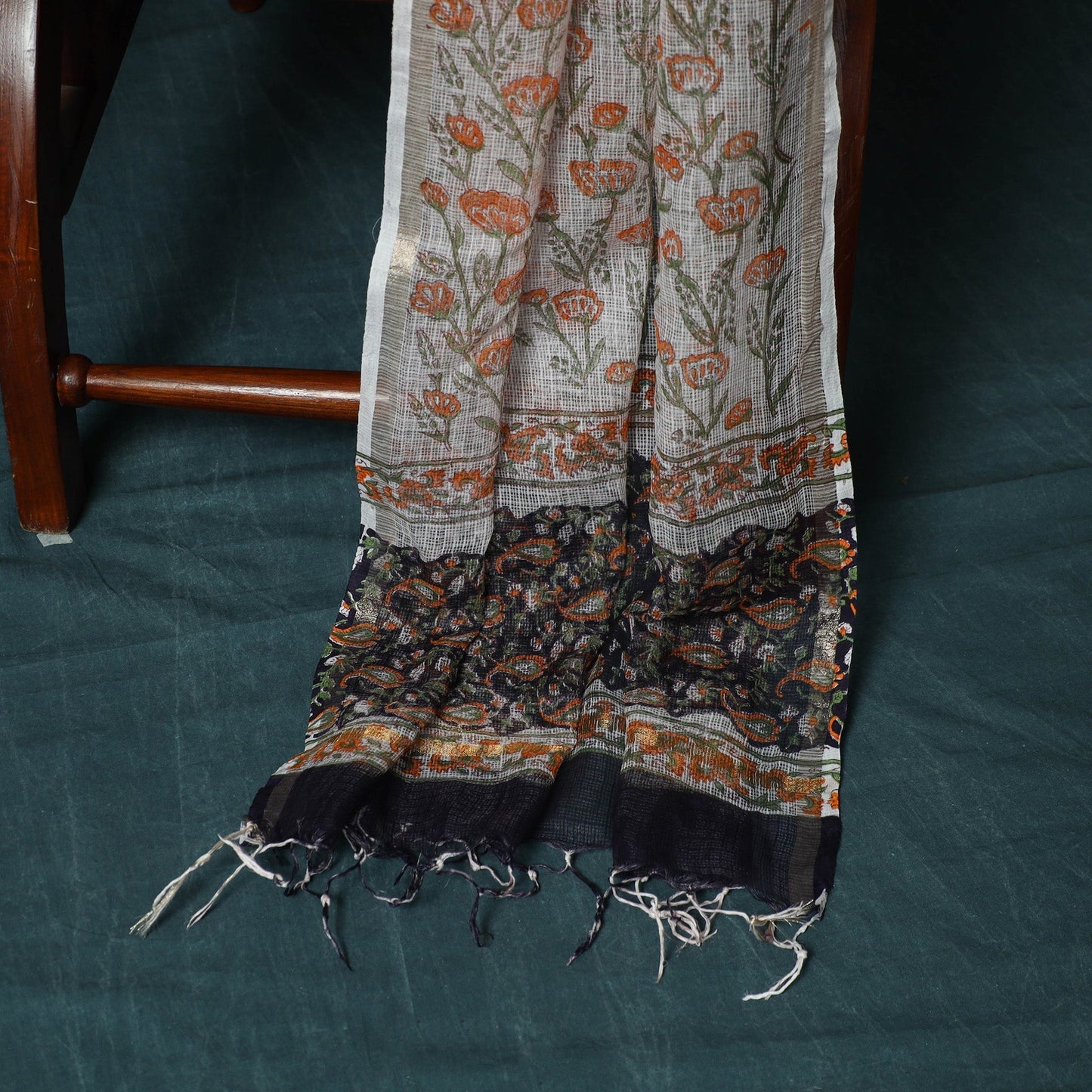 Kota doria cotton hand block sanganeri print 3pc unstitched