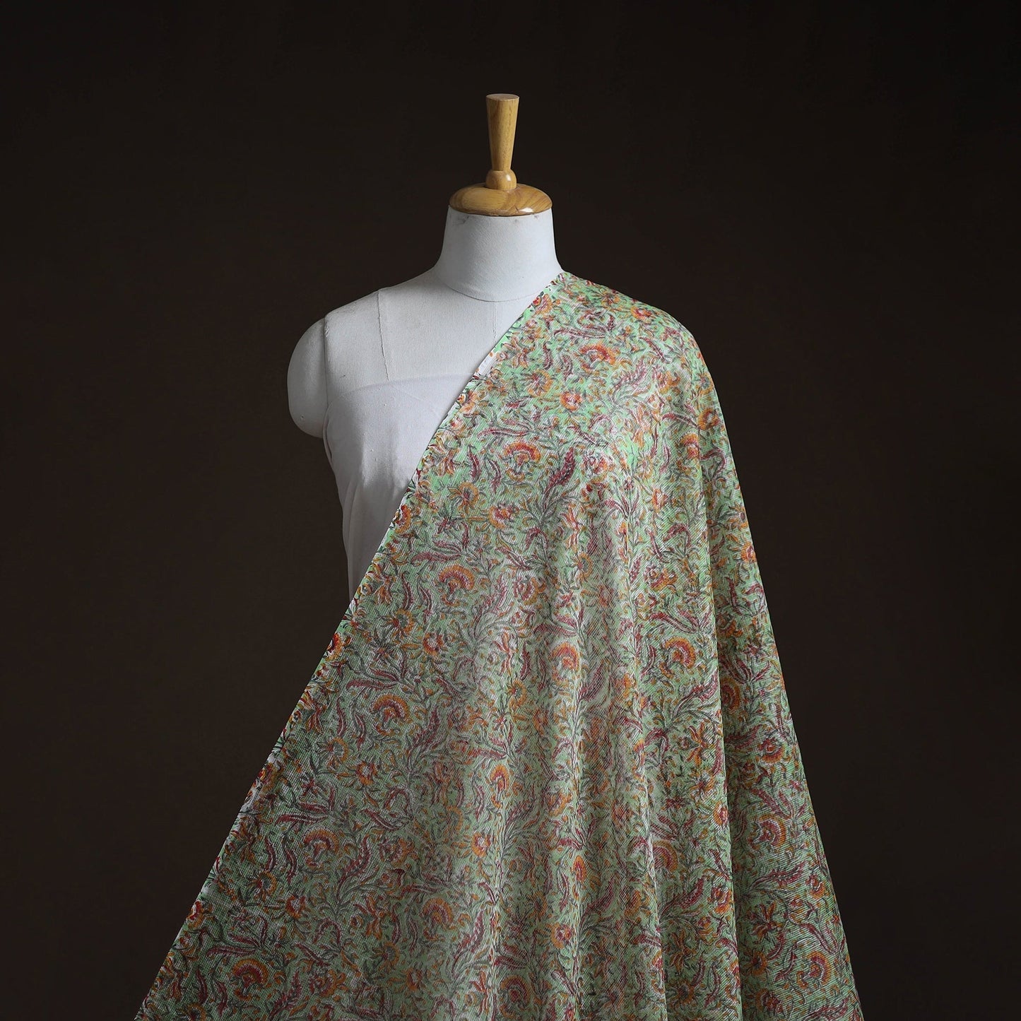 Kota doria cotton hand block sanganeri print fabric 02