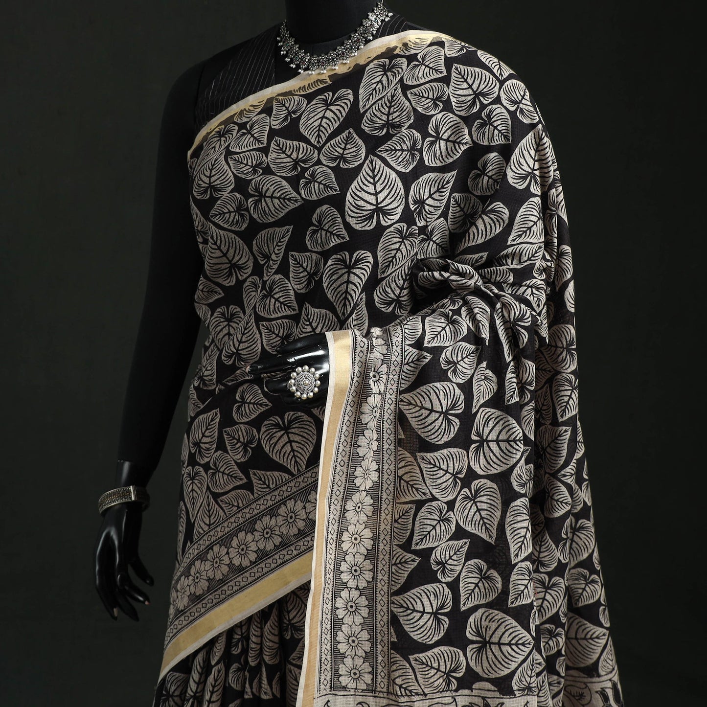 Kota doria cotton printed kalamkari saree 05 - handcrafted