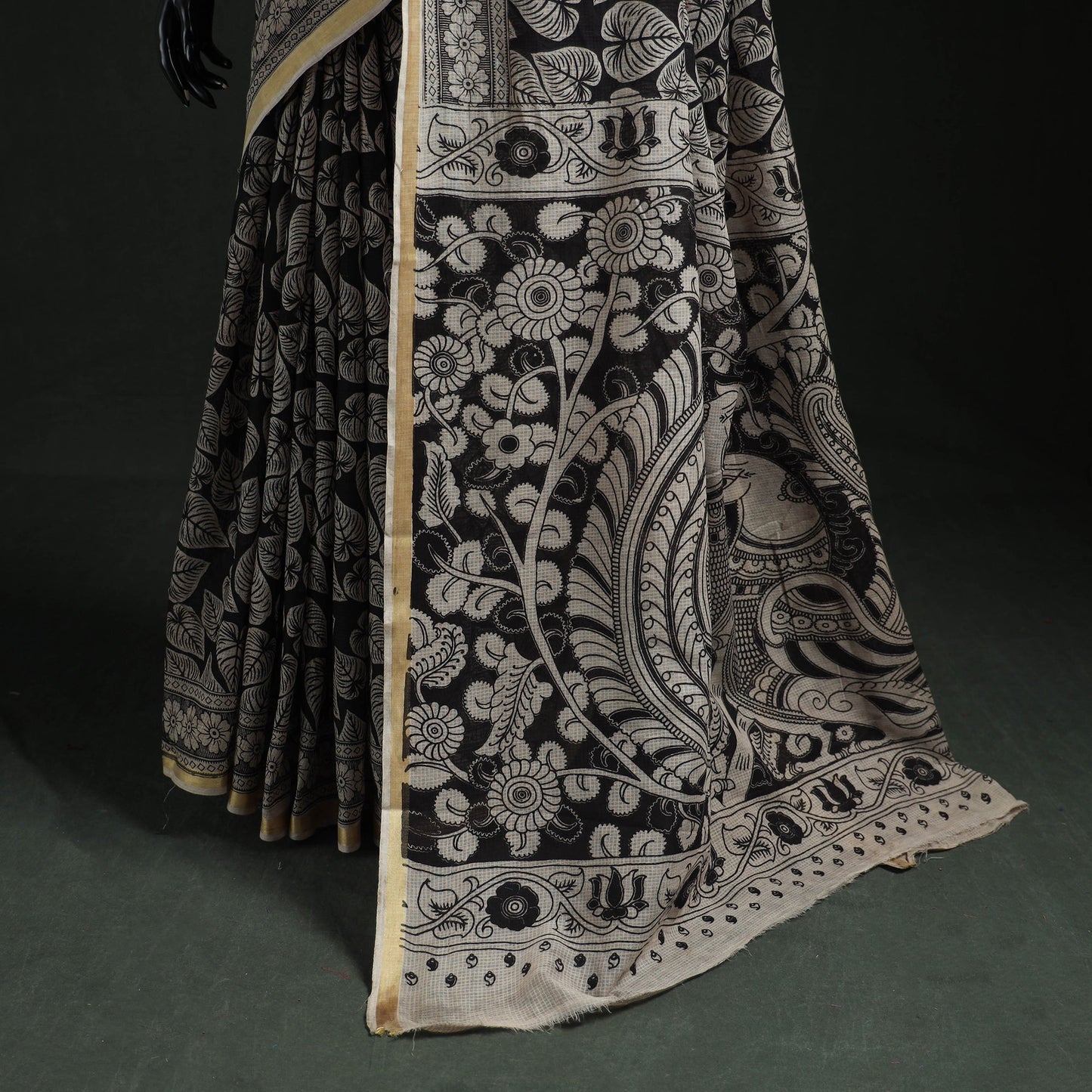 Kota doria cotton printed kalamkari saree 05 - handcrafted