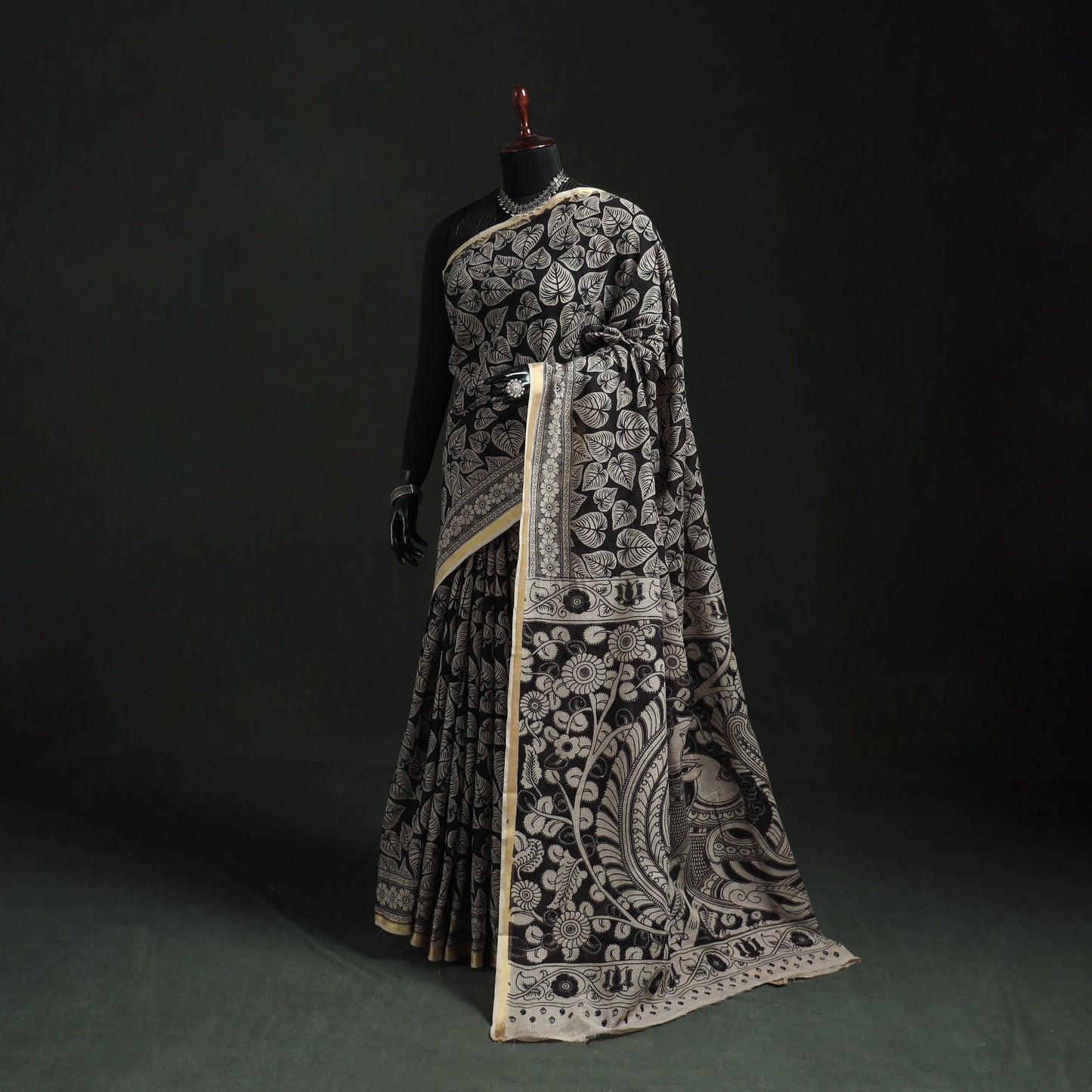 Kota doria cotton printed kalamkari saree 05 - handcrafted