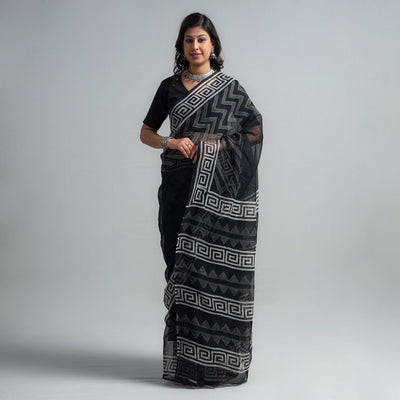 Buy Kota Doria Cotton Sanganeri Print Saree