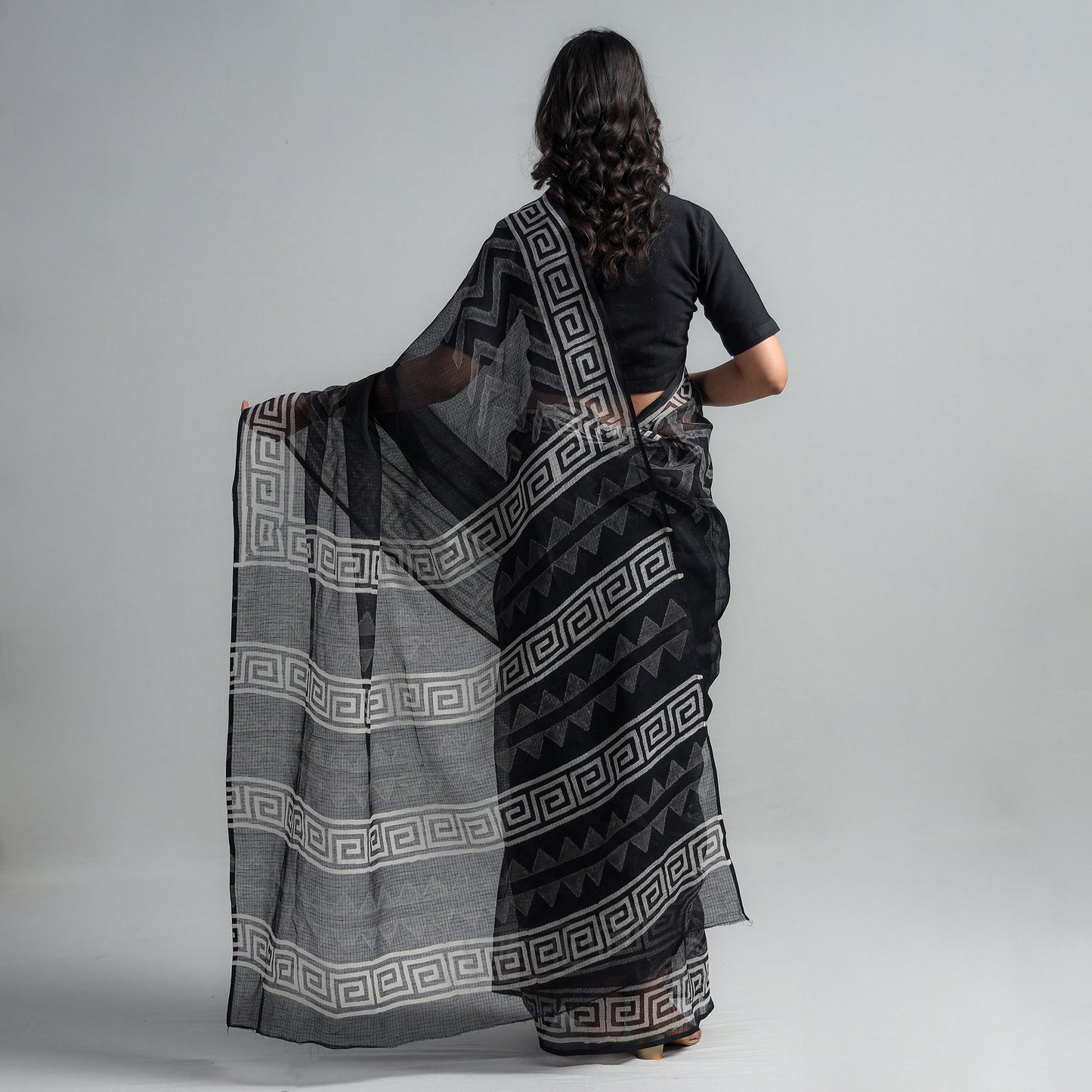 Buy Kota Doria Cotton Sanganeri Print Saree