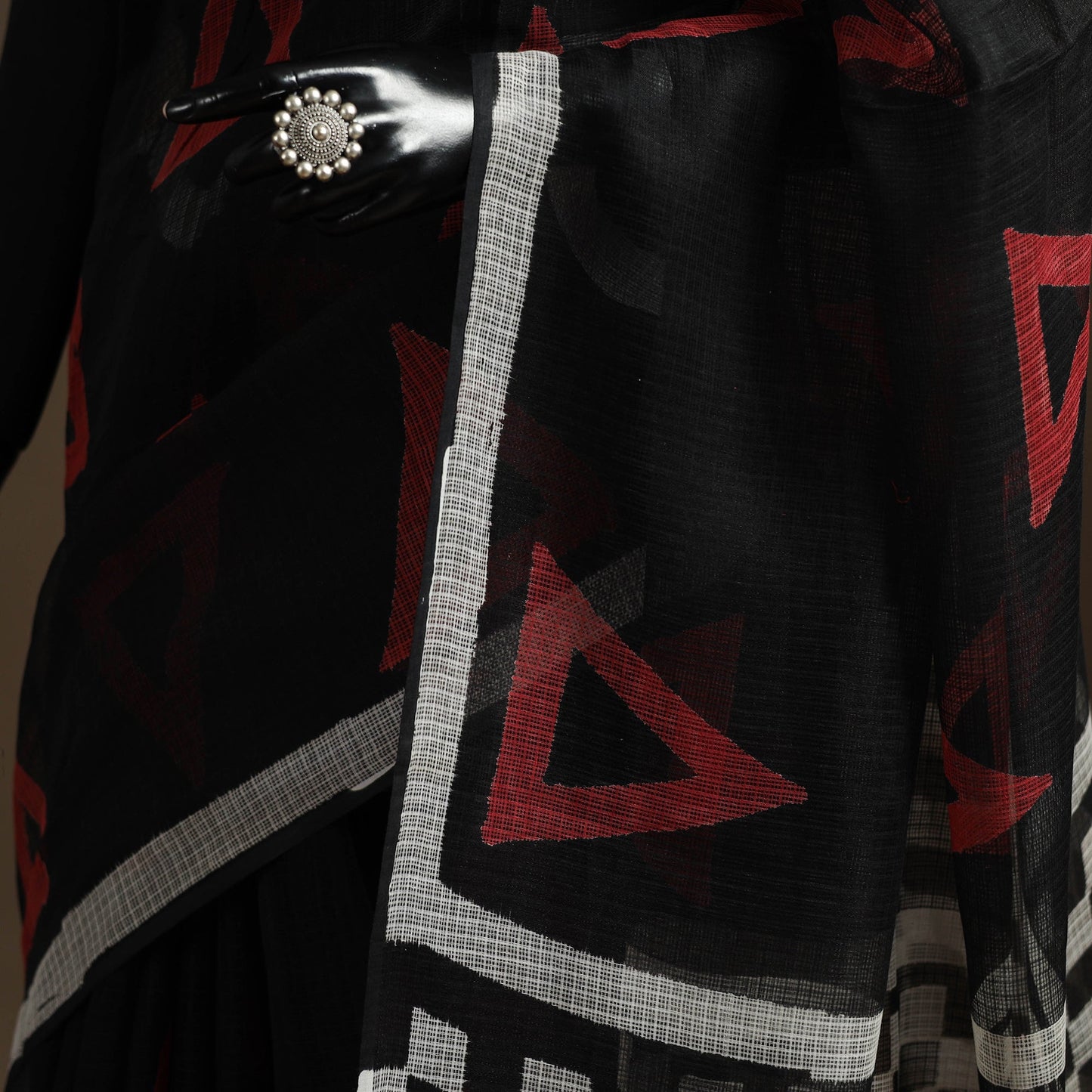 Black - kota doria cotton sanganeri saree - handcrafted