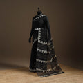 Black - kota doria cotton sanganeri saree - handcrafted