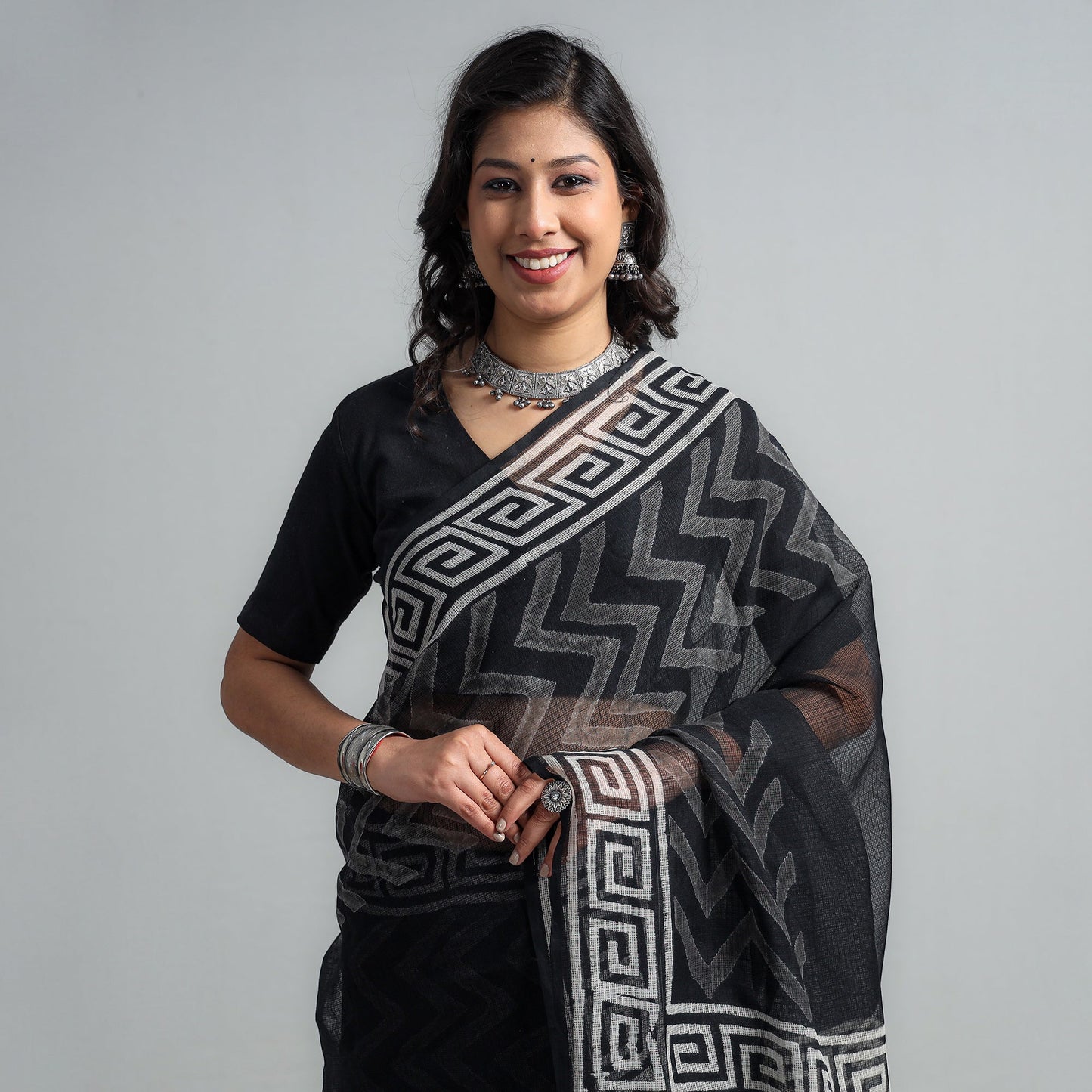Buy Kota Doria Cotton Sanganeri Print Saree