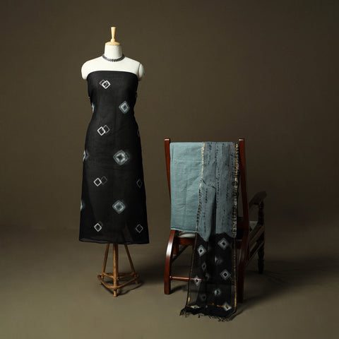 Kota doria cotton shibori tie-dye 3pc unstitched dress