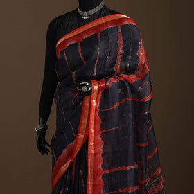 Black - kota doria silk tie-dye shibori saree 05