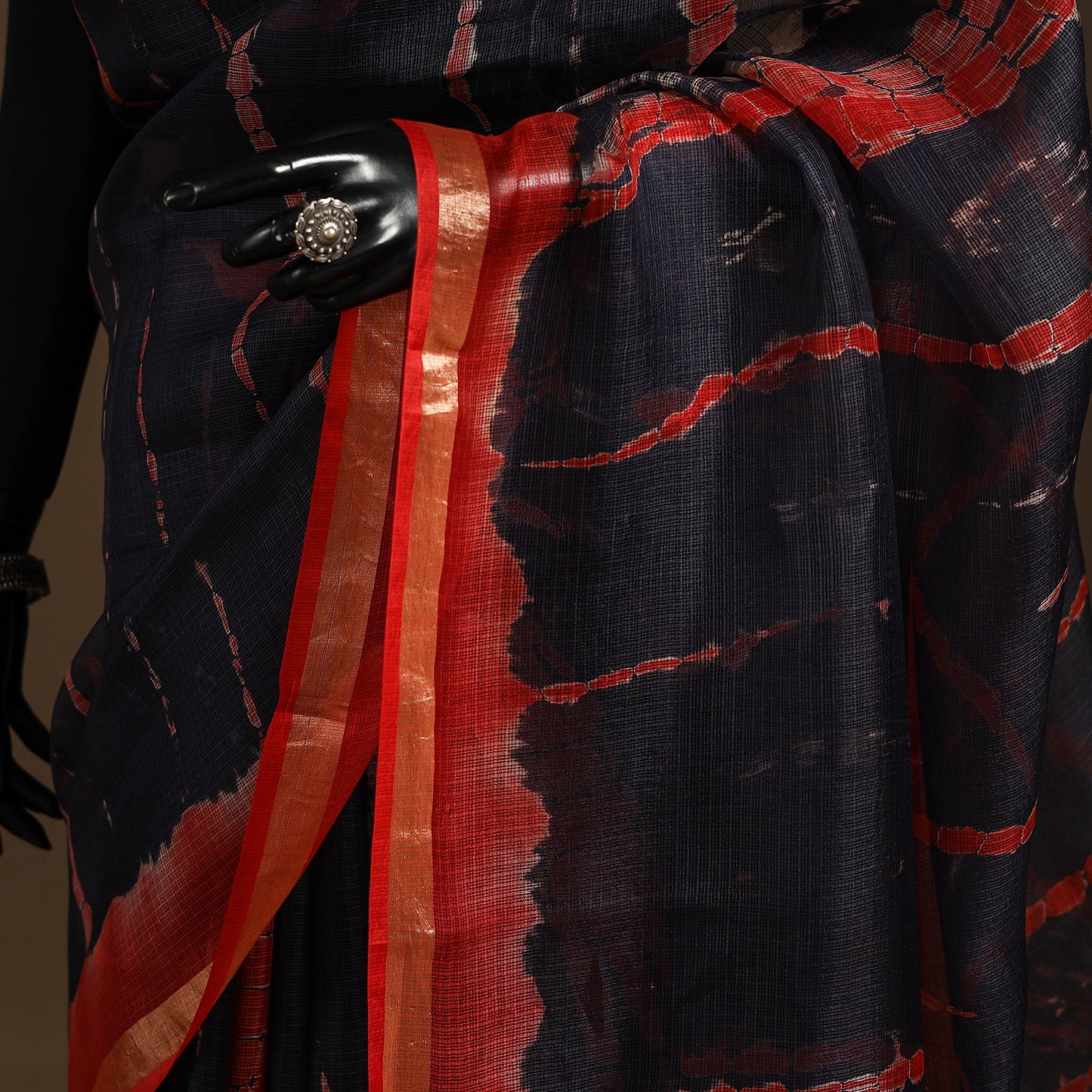 Black - kota doria silk tie-dye shibori saree 05