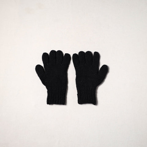Black - kullu karishma hand knitted merino wool gloves