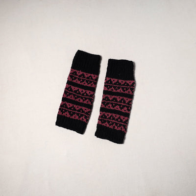 Black - kullu karishma hand knitted merino wool leg warmer