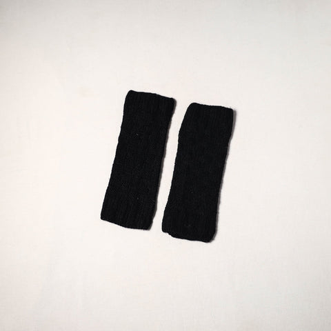 Black - kullu karishma hand knitted merino wool leg warmer