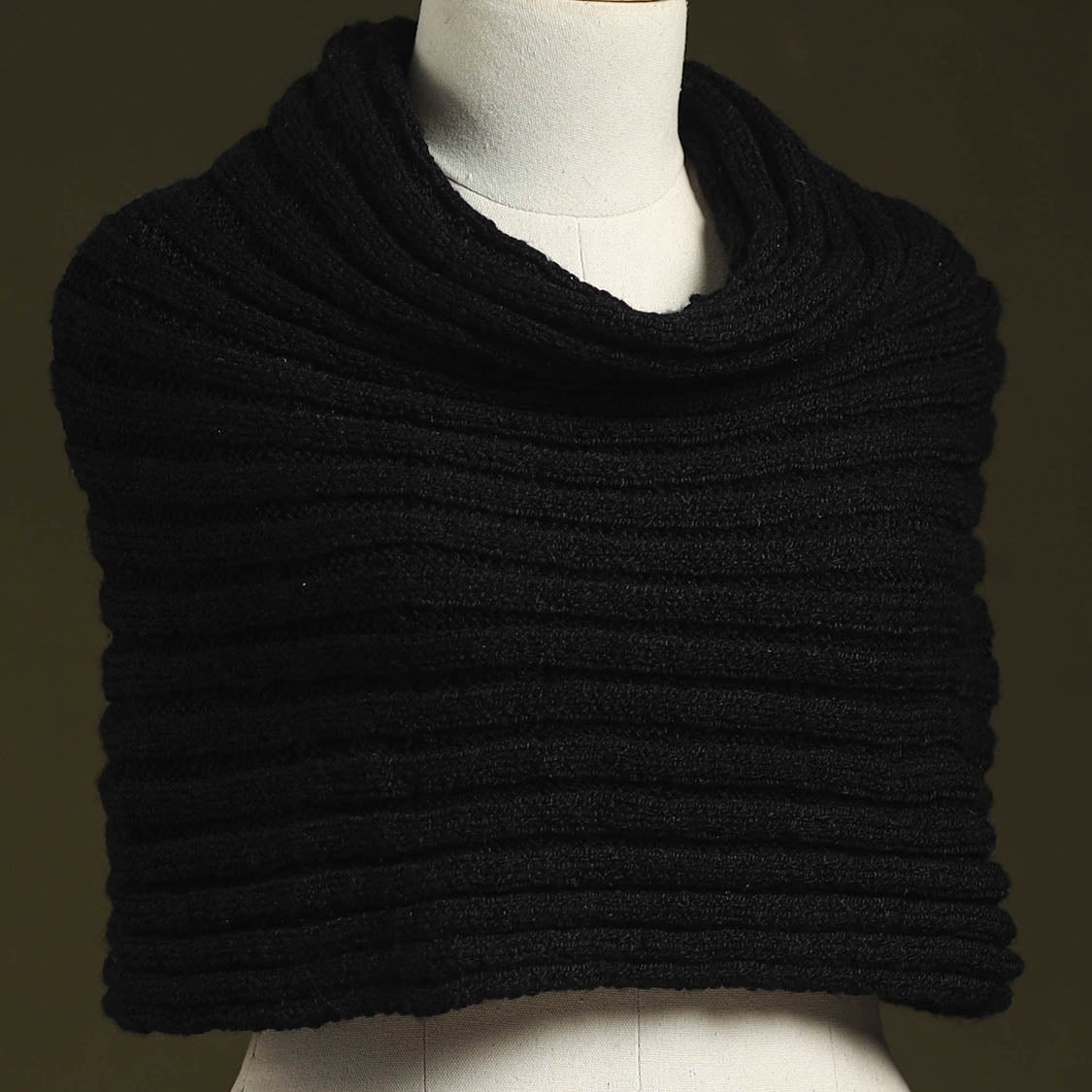 Black - kumaun hand knitted woollen cowl 39 - handcrafted
