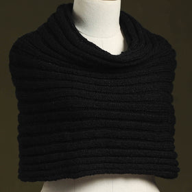 Black - kumaun hand knitted woollen cowl 39 - handcrafted