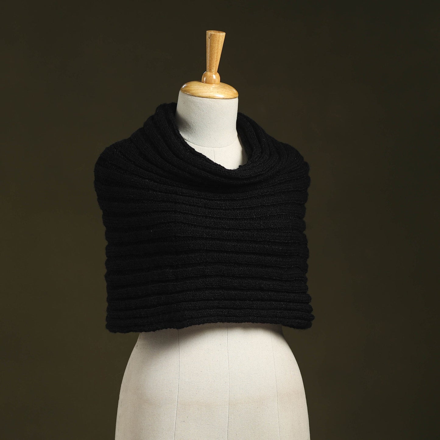 Black - kumaun hand knitted woollen cowl 39 - handcrafted